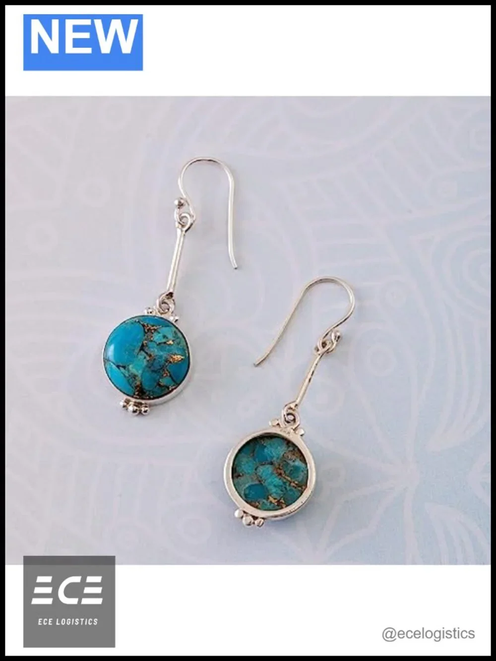 925 Sterling Silver Turquoise Dangle Drop Earrings for Women Boho Gift